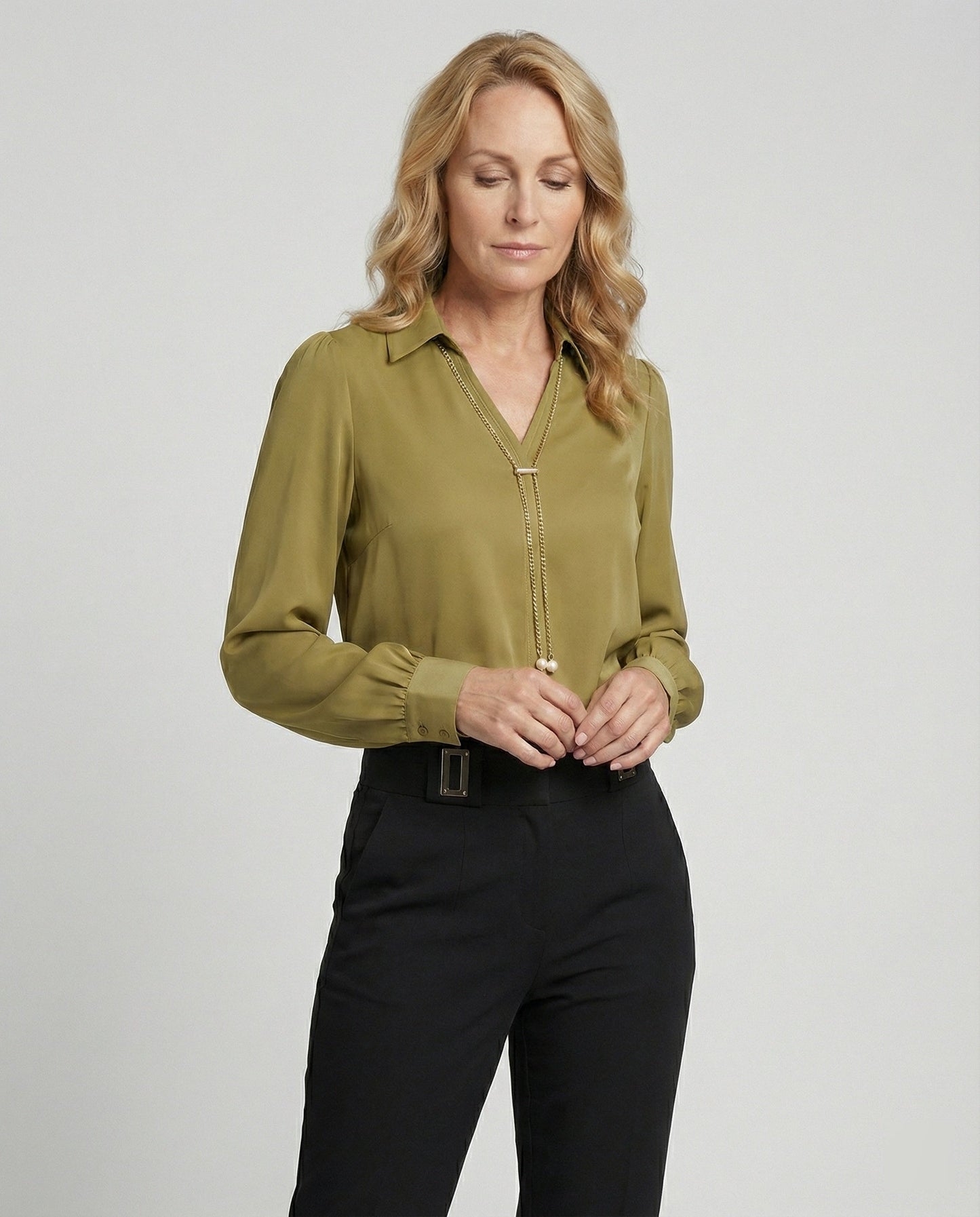 Damenbluse V-Ausschnitt Elegante Seide