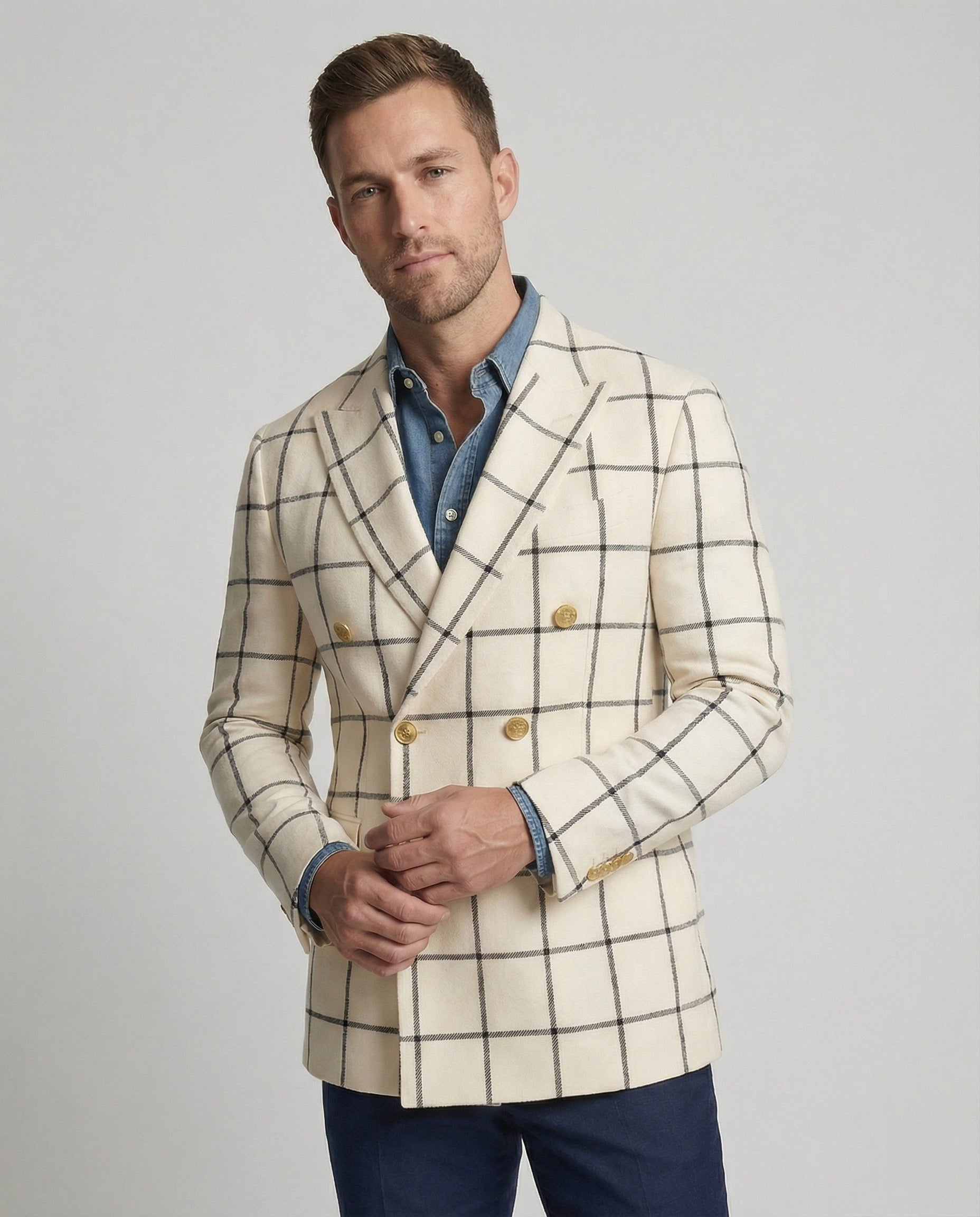 Herren Slim-Fit Blazer Doppelknöpfe Modern Schwarz - Norvielle