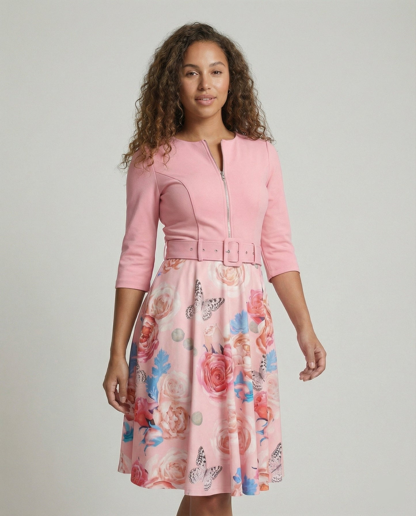 Damen A-Linie Kleid Tailliert Floral Modern