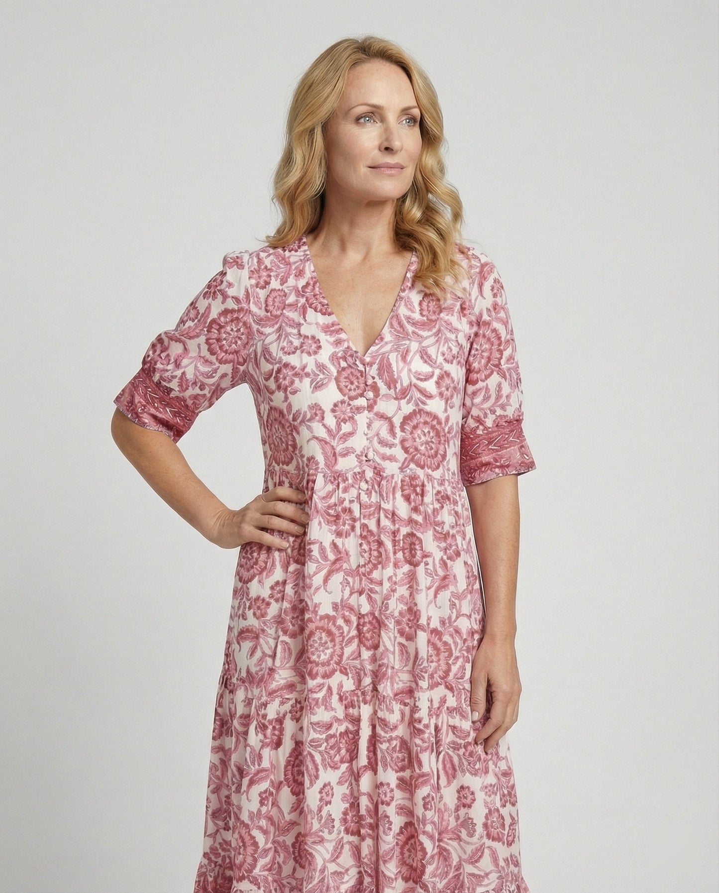 Damen Langkleid Blumenmuster Sommerkleid
