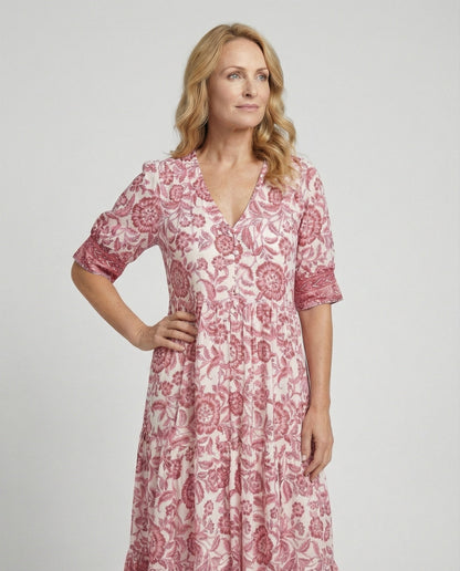 Damen Langkleid Blumenmuster Sommerkleid