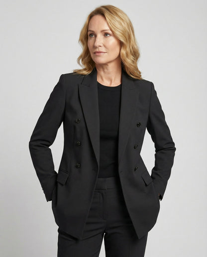Damen Doppelreihenblazer Elegant Schwarz - Norvielle