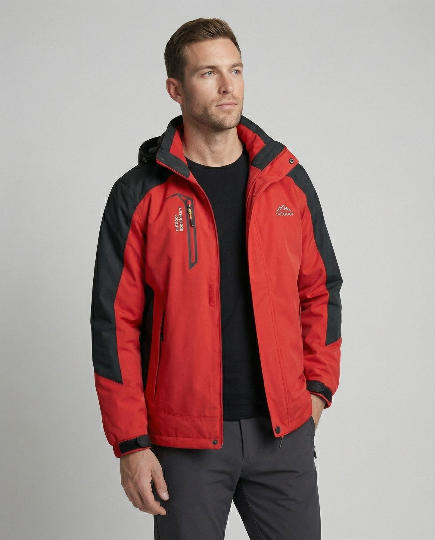 Wasserdichte Outdoor-Jacke mit Kapuze und Verstärkung - Norvielle