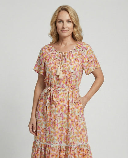 Damen Sommerkleid Blumenmuster Midi Elegant - Norvielle