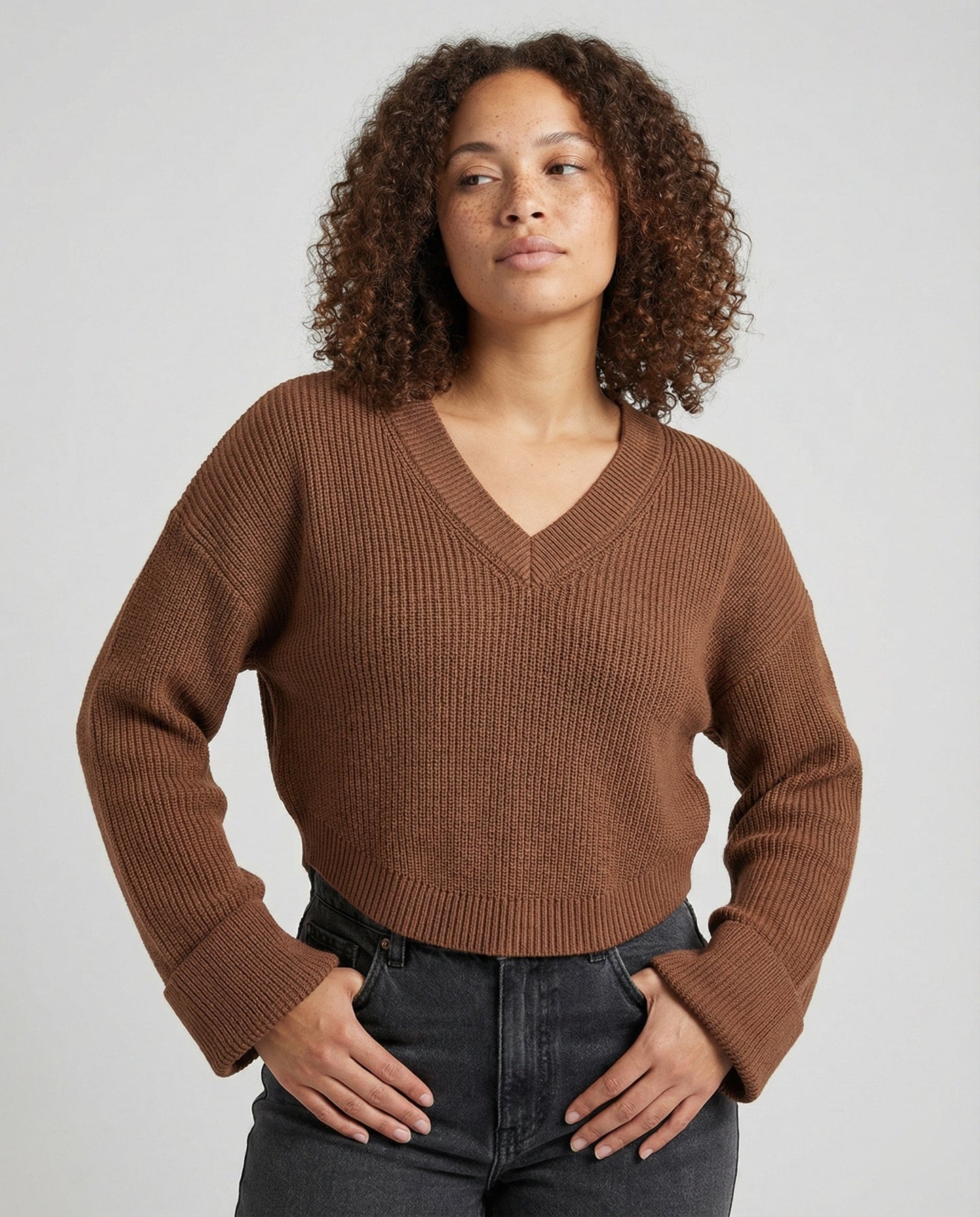 Damen Pullover V-Ausschnitt Modern