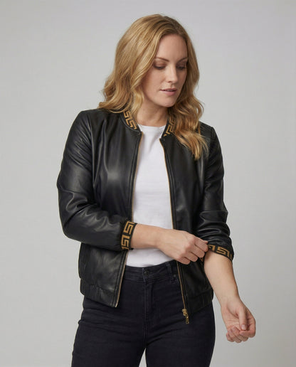 Damen Langarmjacke Geoprint Trendig Schwarz - Norvielle