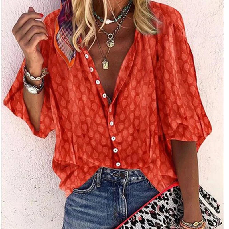 Damen Bluse Mit Bedruckung Freizeit Knopfleiste Modern