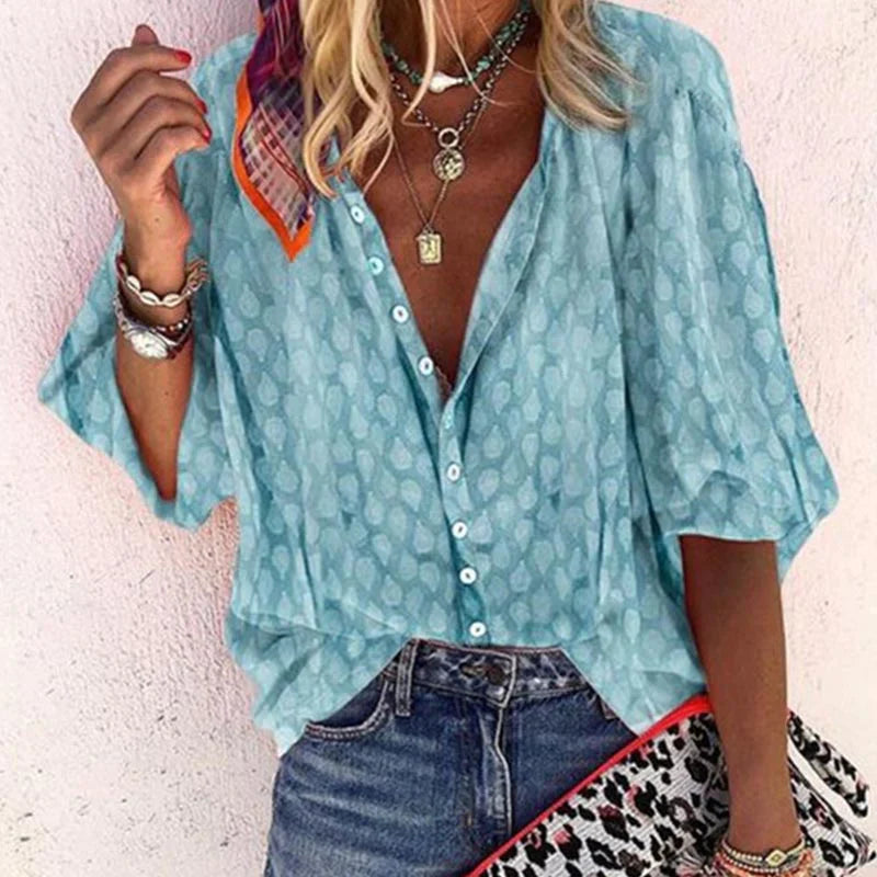Damen Bluse Mit Bedruckung Freizeit Knopfleiste Modern - Norvielle
