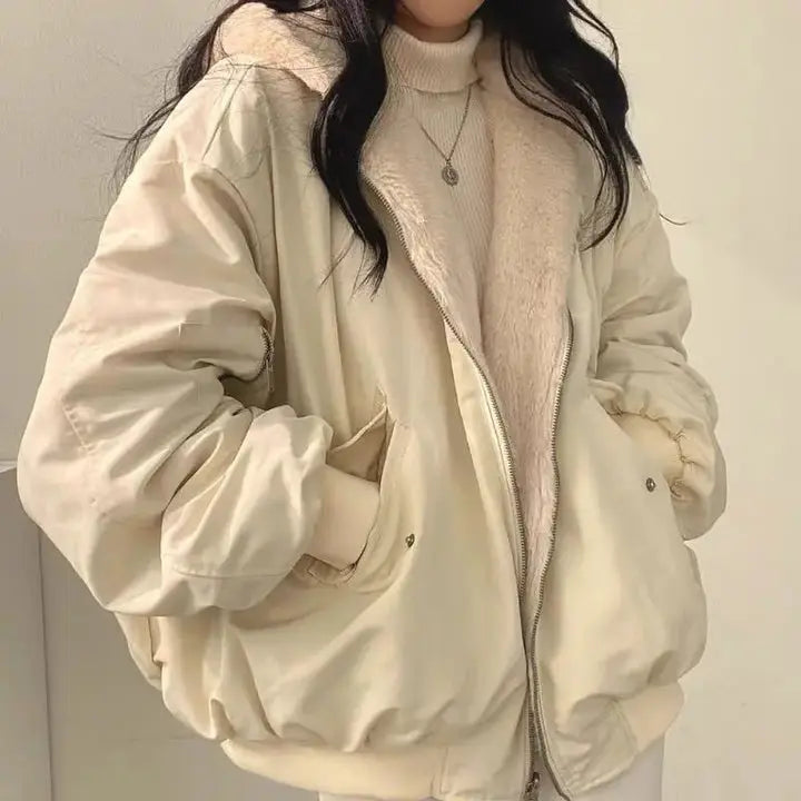 Damen Teddyjacke Oversized Weich Braun - Norvielle