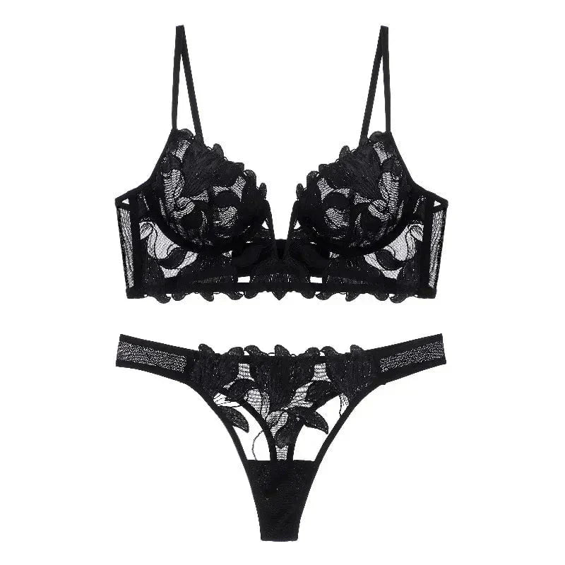 Eleonore Dessous Set in Schwarz mit französischer Spitze