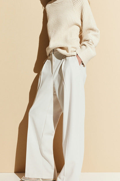 Damenhose Weit Bequem Bundfalten Gerader Schnitt
