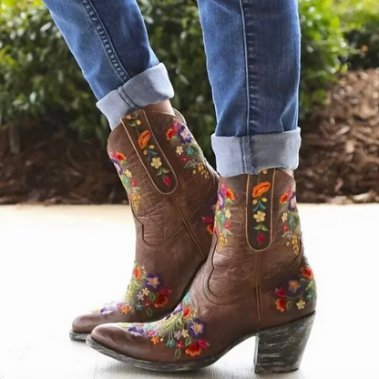 Damen Cowboy-Stiefel Wasserdicht Vintage-Look