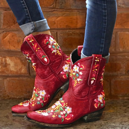 Damen Cowboy-Stiefel Wasserdicht Vintage-Look