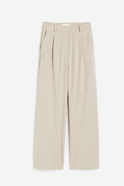 Damenhose Weit Bequem Bundfalten Gerader Schnitt
