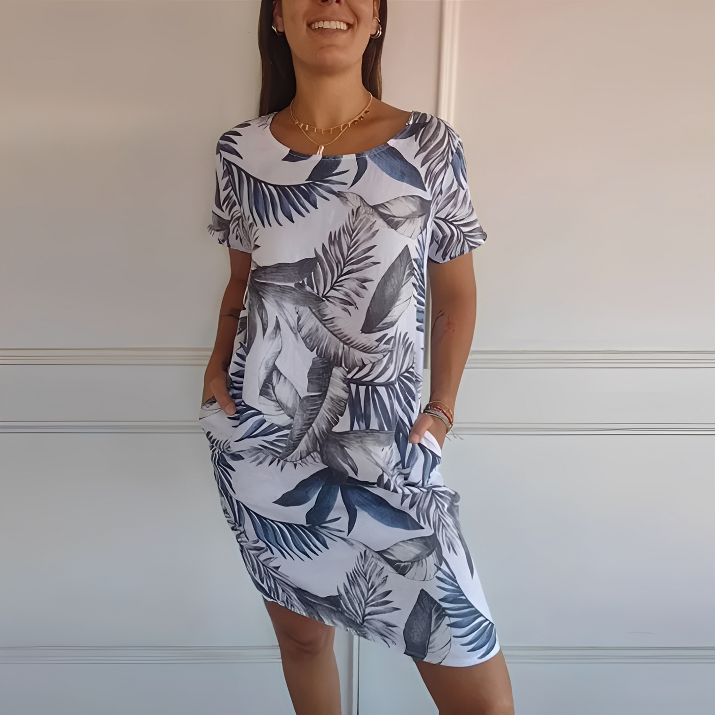 Damen Sommerkleid Elegant Kurz Schnitt