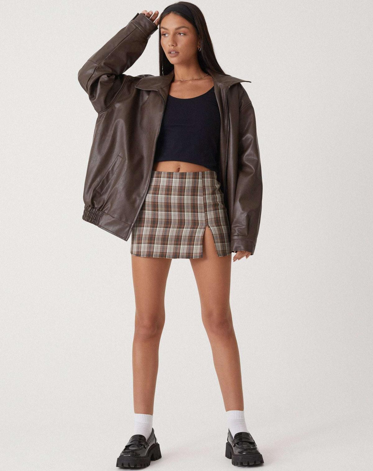 Damen Kunstlederjacke Oversized Groß