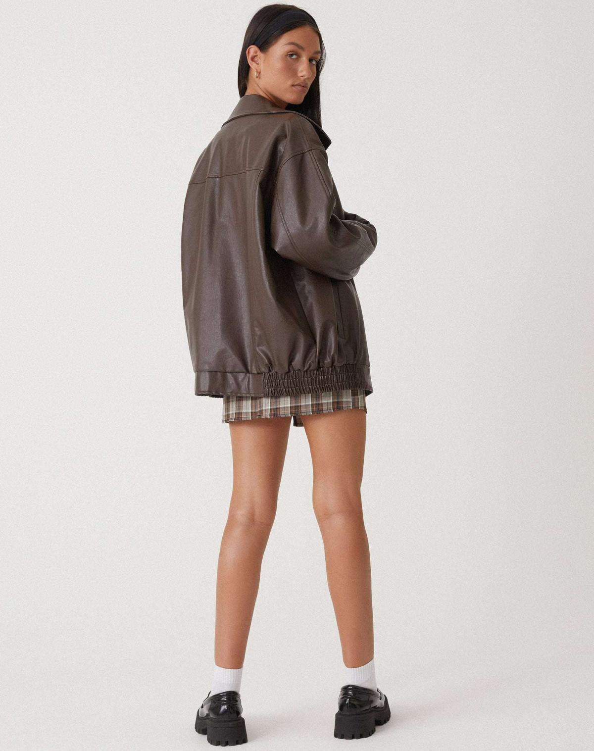 Damen Kunstlederjacke Oversized Groß