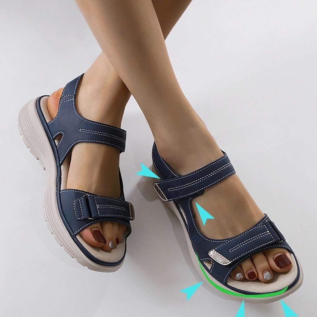 Damen Orthopädische Sandalen Komfortabel Leder Braun