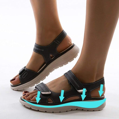 Damen Orthopädische Sandalen Komfortabel Leder Braun