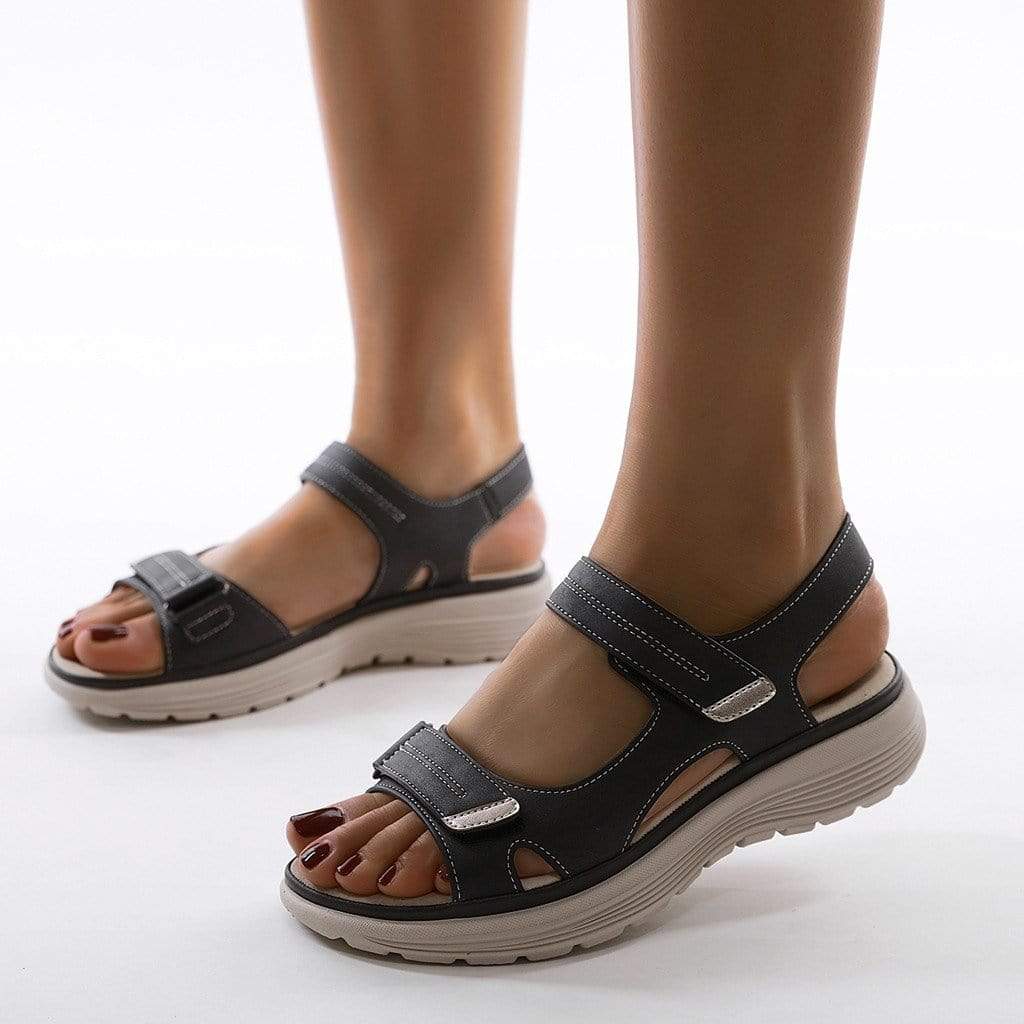 Orthopädische Damen Sandalen Antirutsch Komfortabel Schwarz - Norvielle