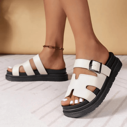 Damen Sandalen Bequem Schlicht Elegantes Leder