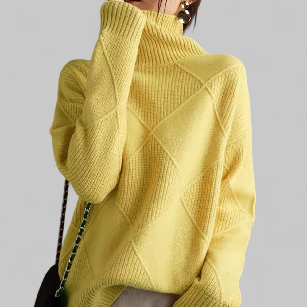 Damen Rollkragenpullover Locker Geschnitten Bequem