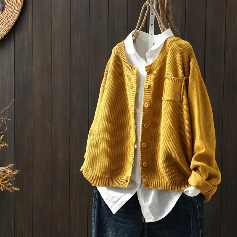 Damen Strickjacke Oversized mit Knöpfen