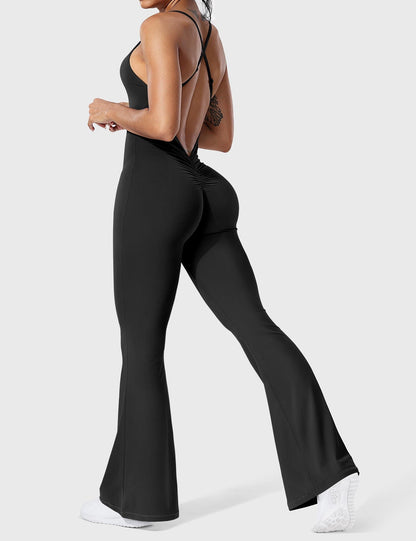 Damen Jumpsuit Flare Ohne Rücken Verstellbar