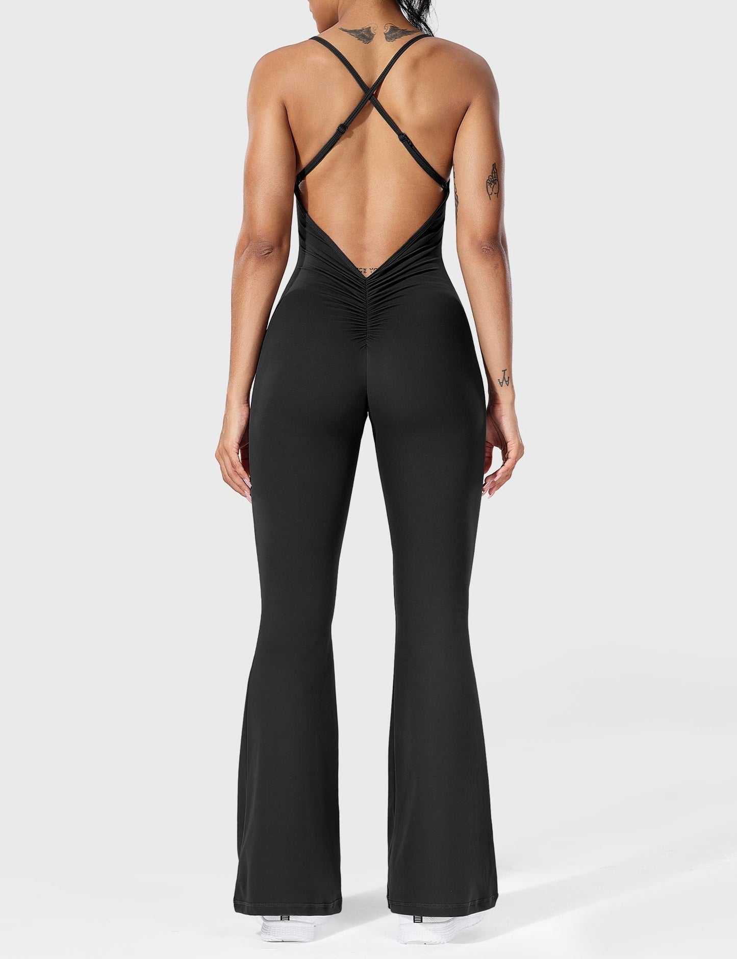 Damen Jumpsuit Flare Ohne Rücken Verstellbar