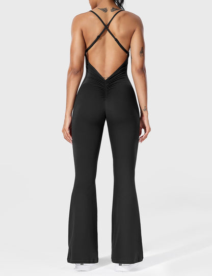 Damen Jumpsuit Flare Ohne Rücken Verstellbar
