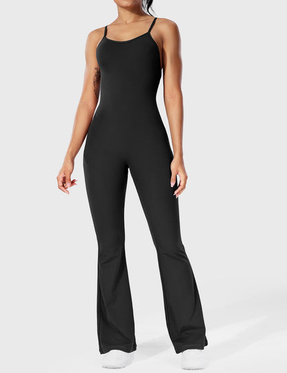 Damen Jumpsuit Flare Ohne Rücken Verstellbar