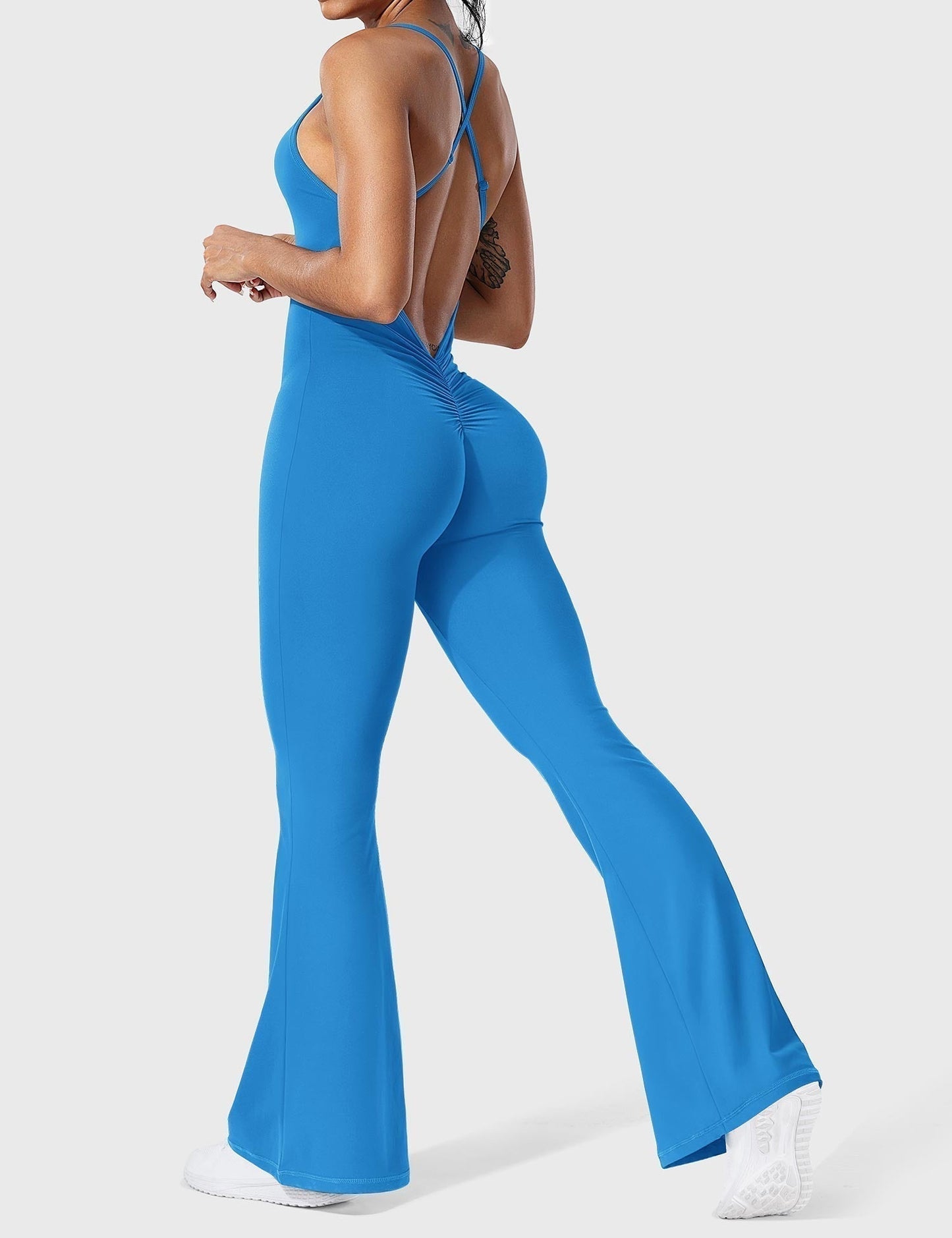 Damen Jumpsuit Flare Ohne Rücken Verstellbar