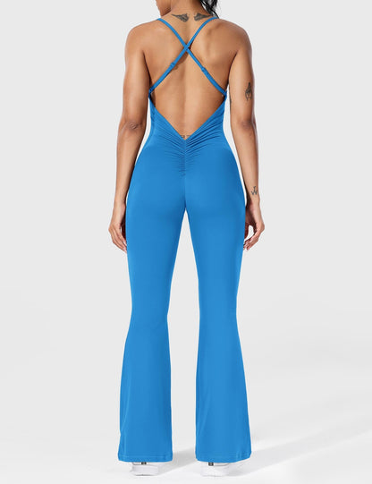 Damen Jumpsuit Flare Ohne Rücken Verstellbar