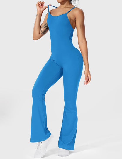 Damen Jumpsuit Flare Ohne Rücken Verstellbar
