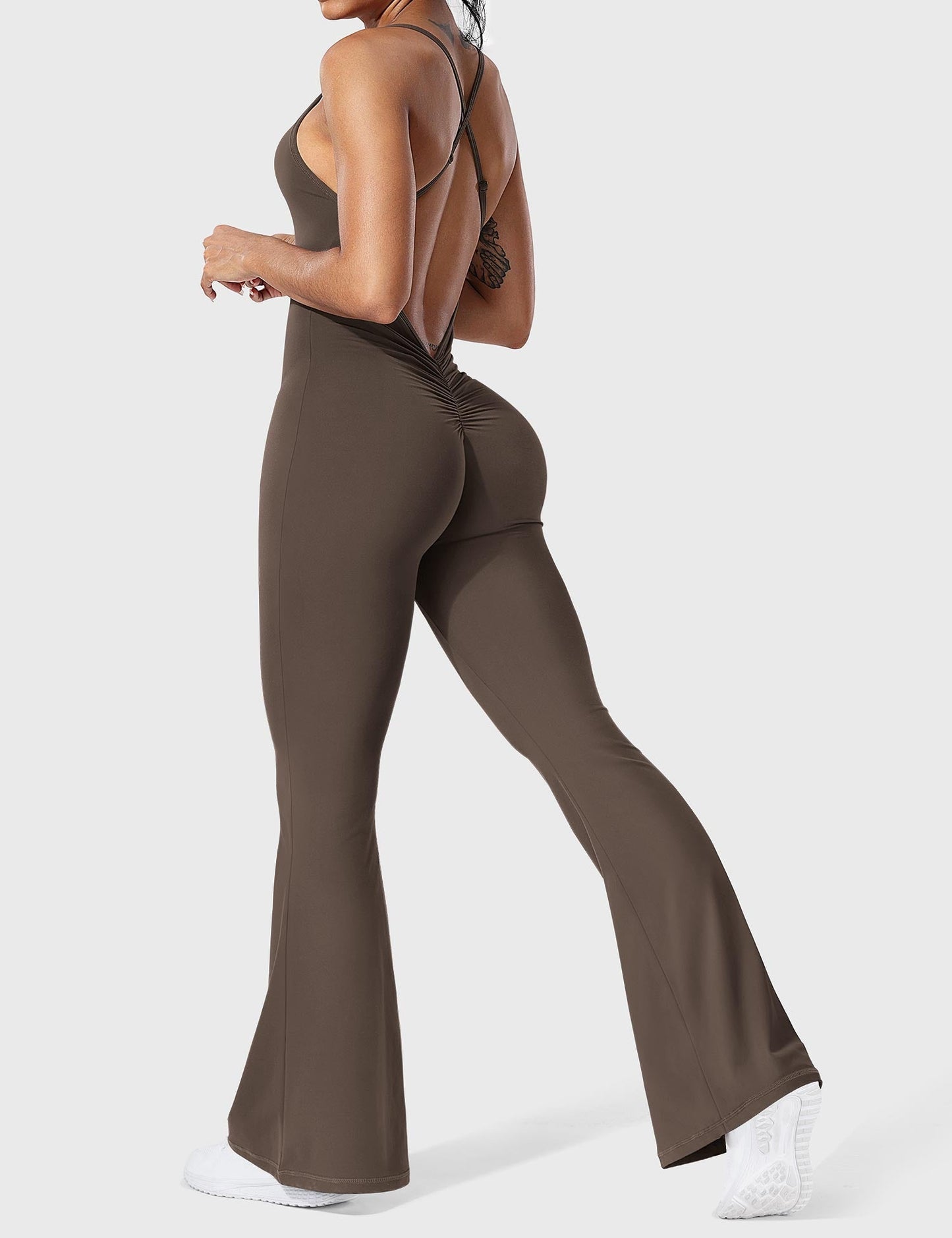 Damen Jumpsuit Flare Ohne Rücken Verstellbar