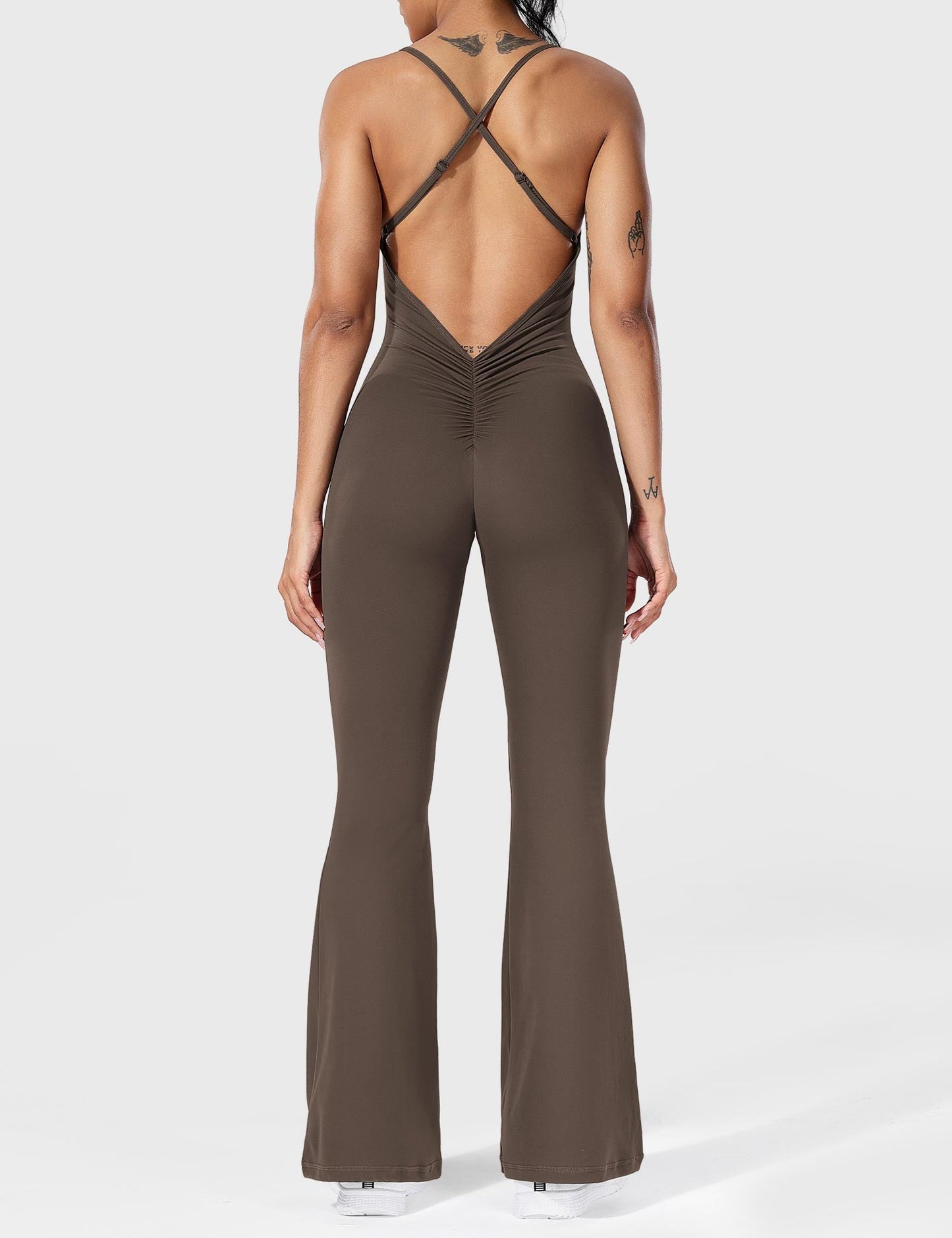 Damen Jumpsuit Flare Ohne Rücken Verstellbar