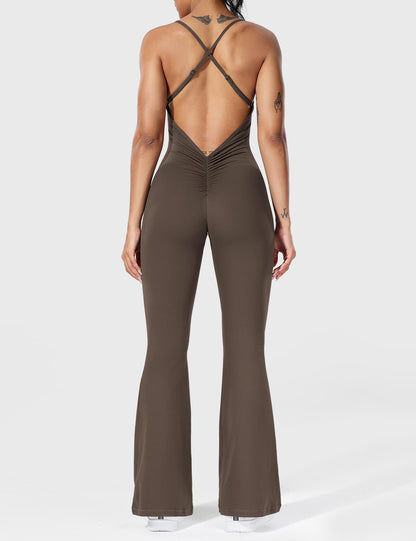 Damen Jumpsuit Flare Ohne Rücken Verstellbar