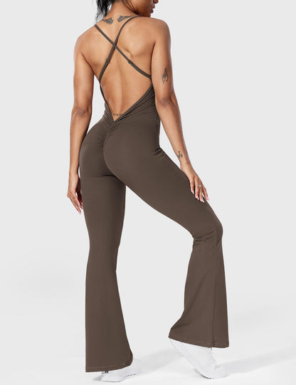 Damen Jumpsuit Flare Ohne Rücken Verstellbar