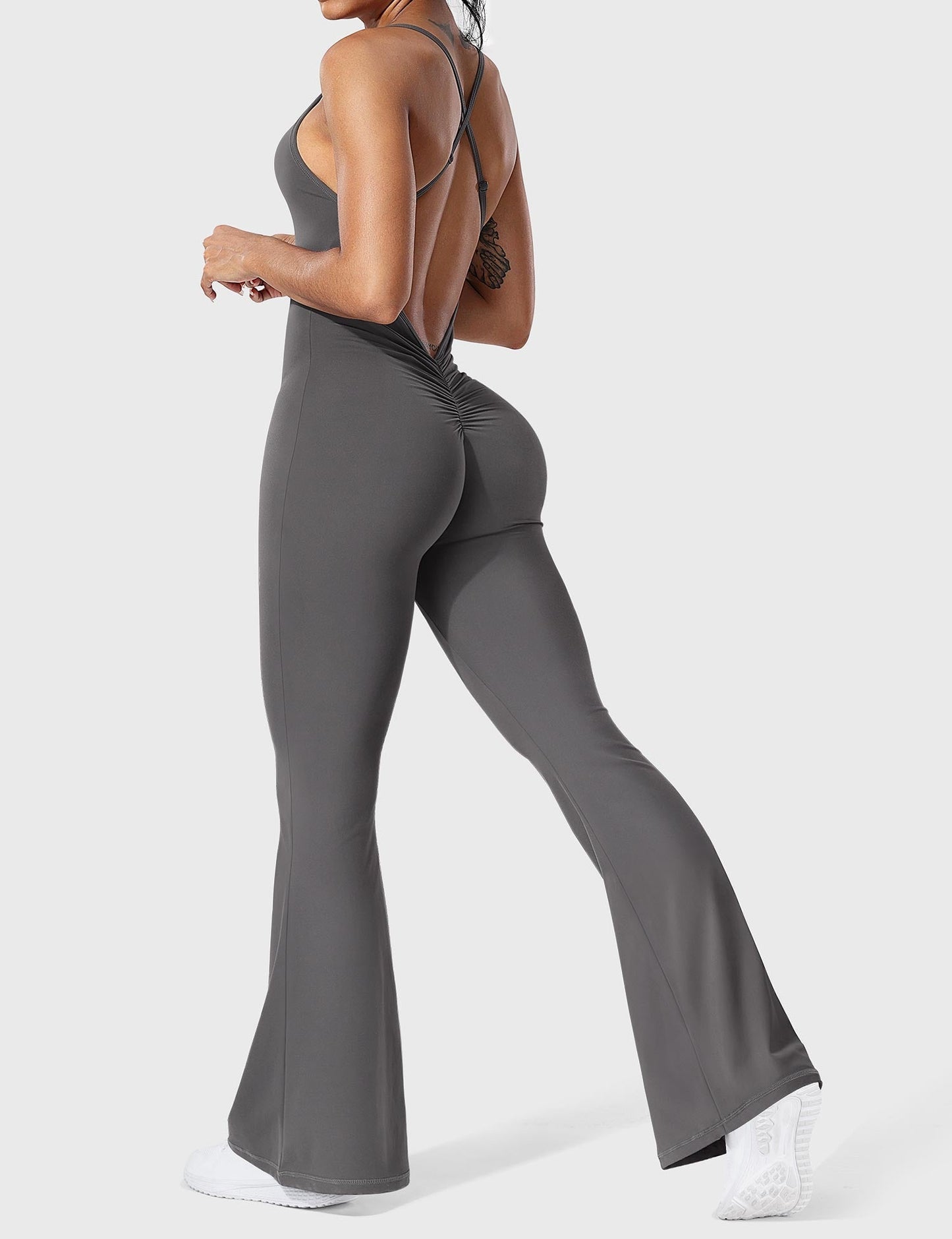 Damen Jumpsuit Flare Ohne Rücken Verstellbar