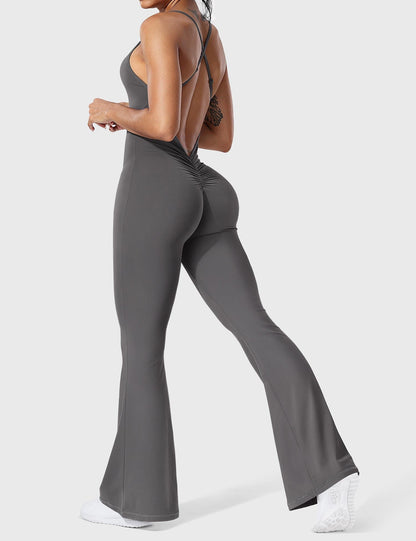 Damen Jumpsuit Flare Ohne Rücken Verstellbar