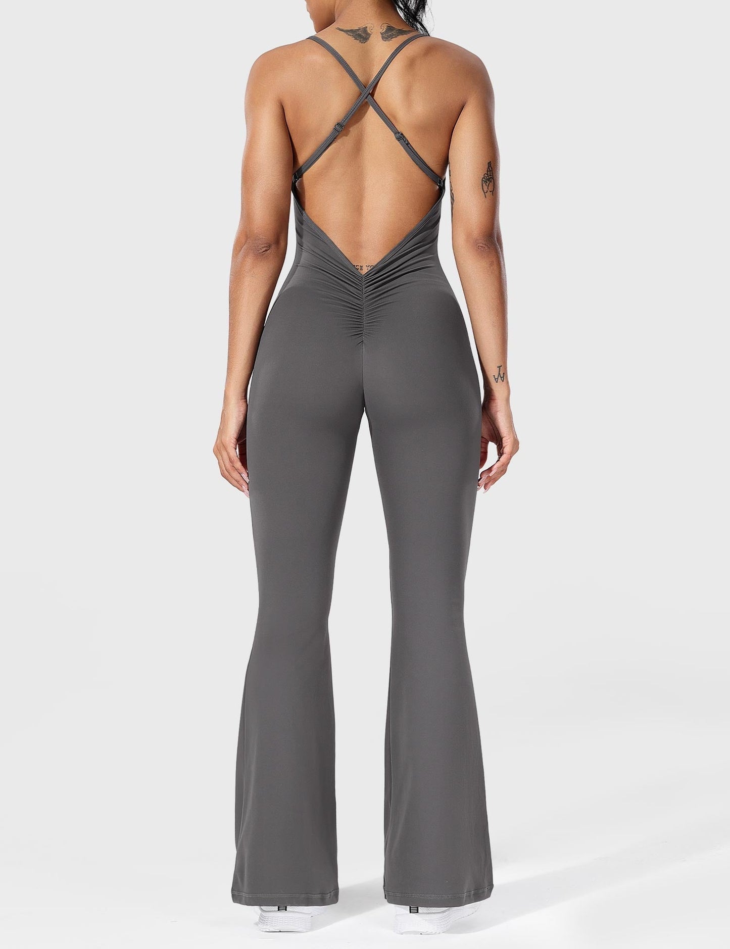Damen Jumpsuit Flare Ohne Rücken Verstellbar