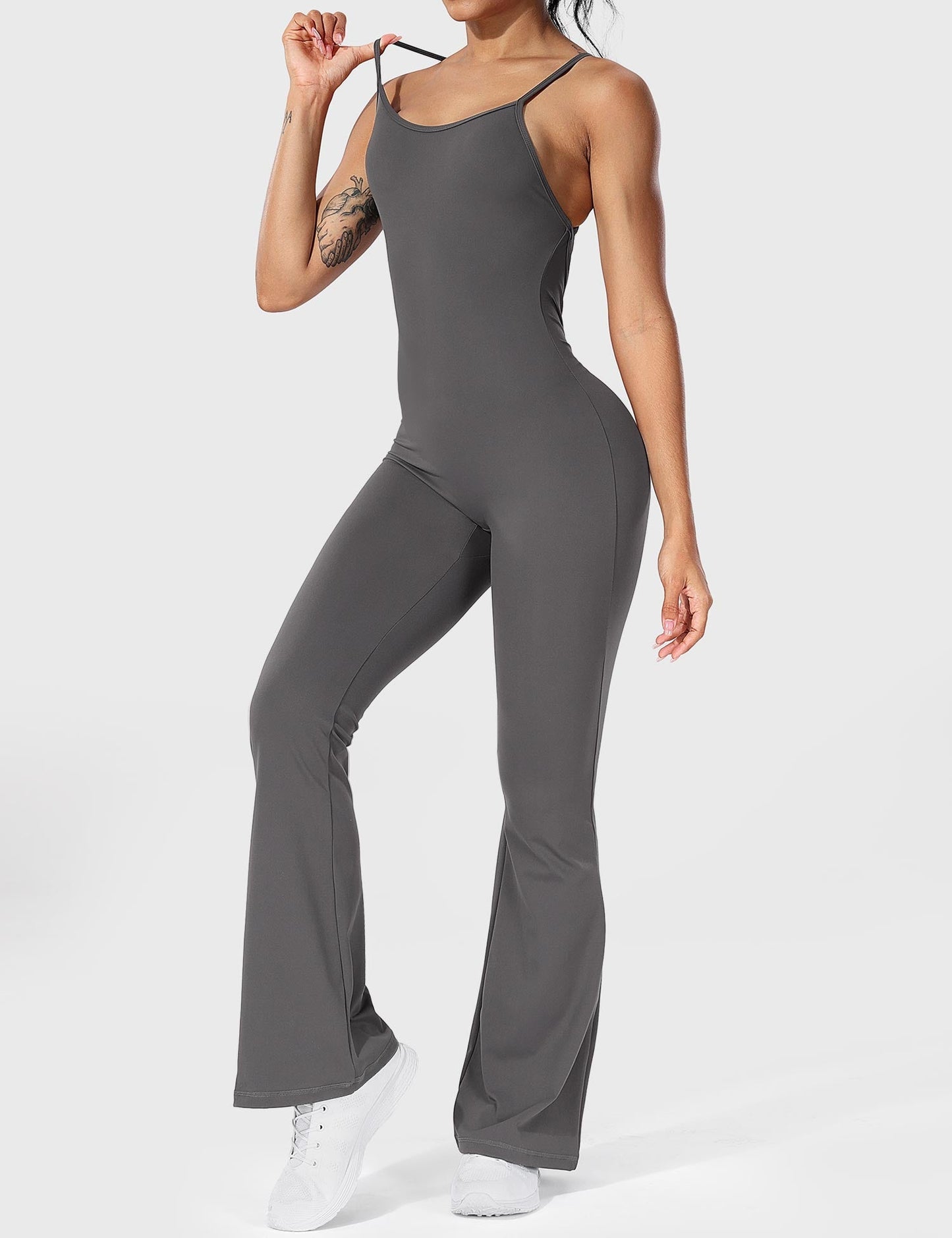 Damen Jumpsuit Flare Ohne Rücken Verstellbar