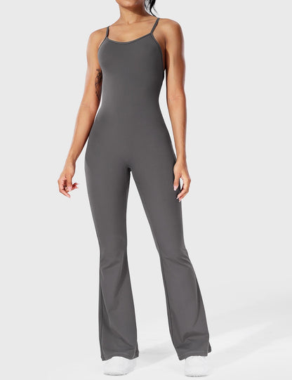 Damen Jumpsuit Flare Ohne Rücken Verstellbar