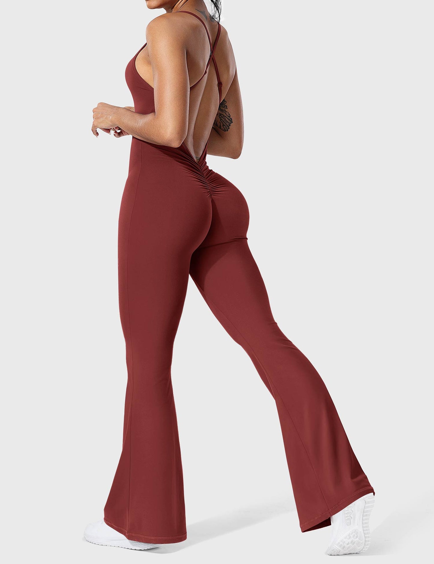 Damen Jumpsuit Flare Ohne Rücken Verstellbar