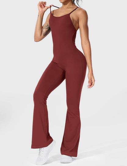 Damen Jumpsuit Flare Ohne Rücken Verstellbar