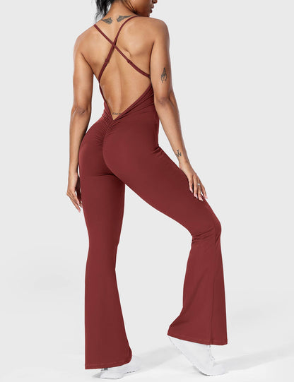 Damen Jumpsuit Flare Ohne Rücken Verstellbar