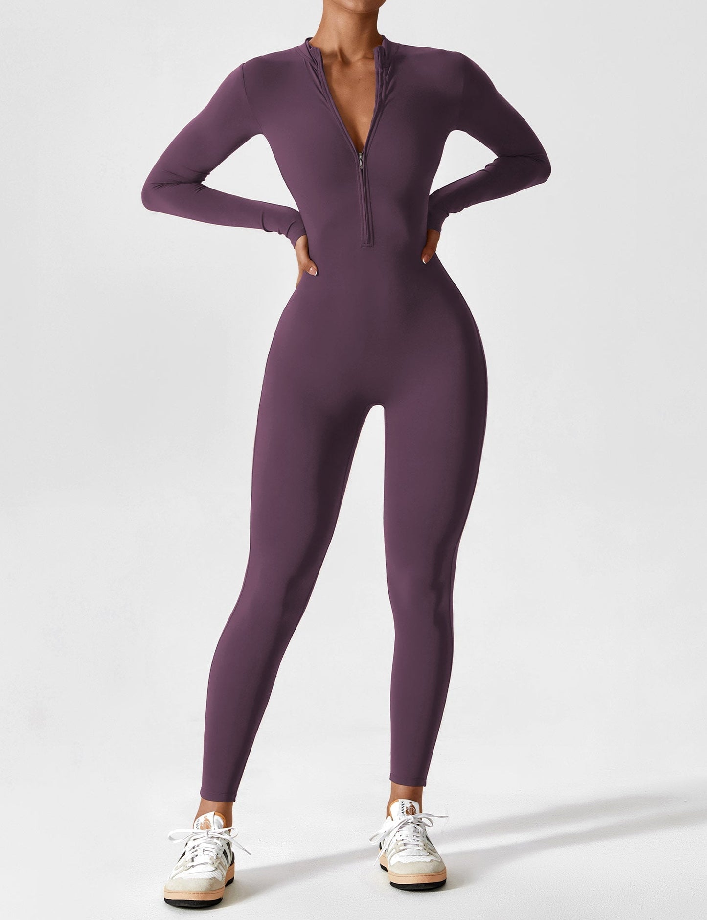 Damen Langarm Sommeranzug Set Reißverschluss Modern