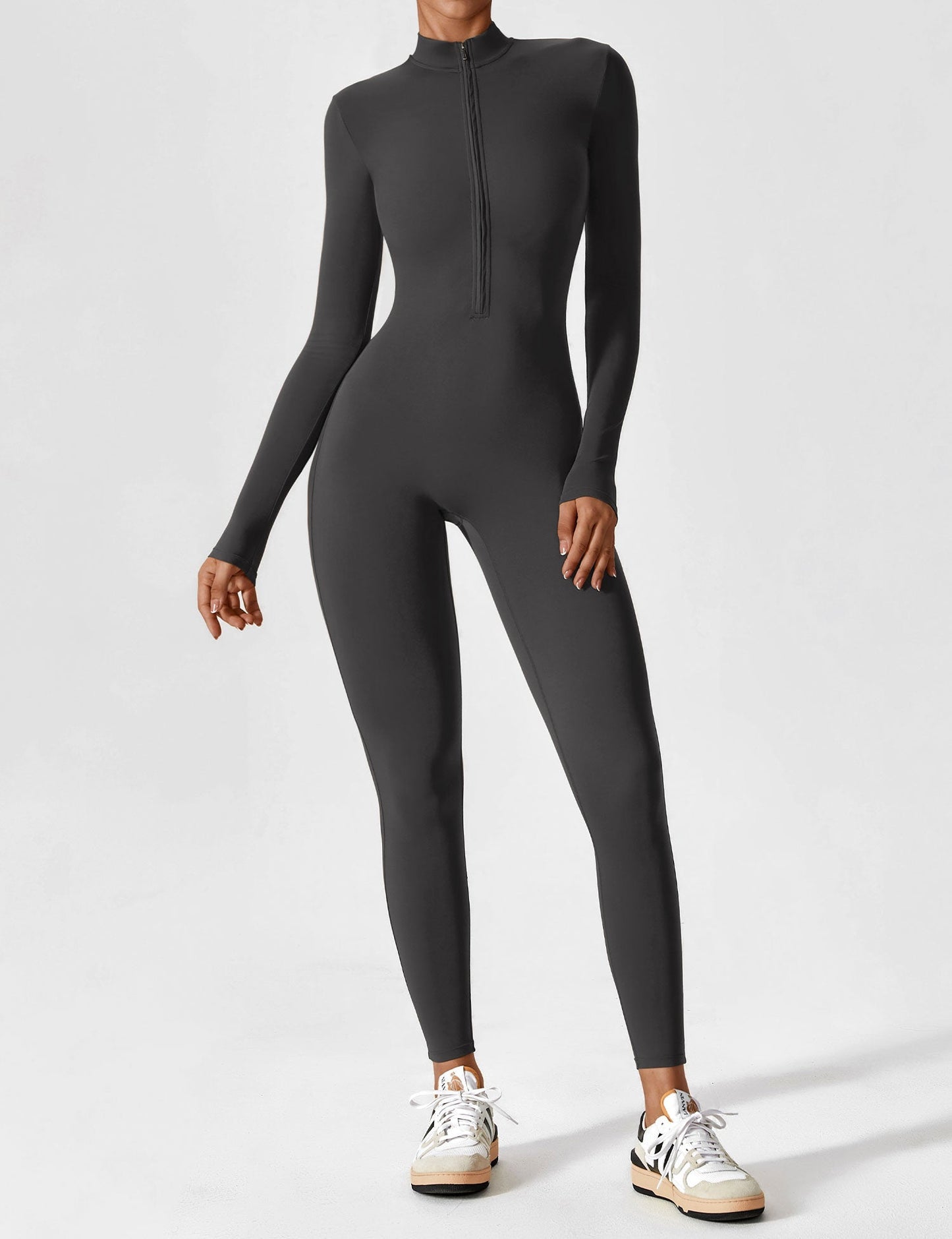 Damen Langarm Sommeranzug Set Reißverschluss Modern