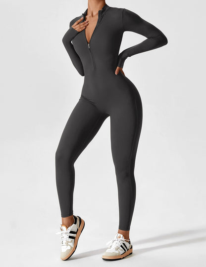 Damen Langarm Sommeranzug Set Reißverschluss Modern