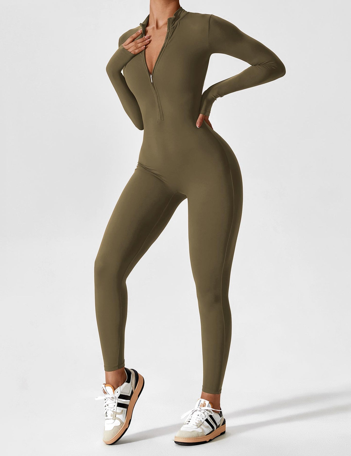 Damen Bodysuit Vollreißverschluss Nahtlos